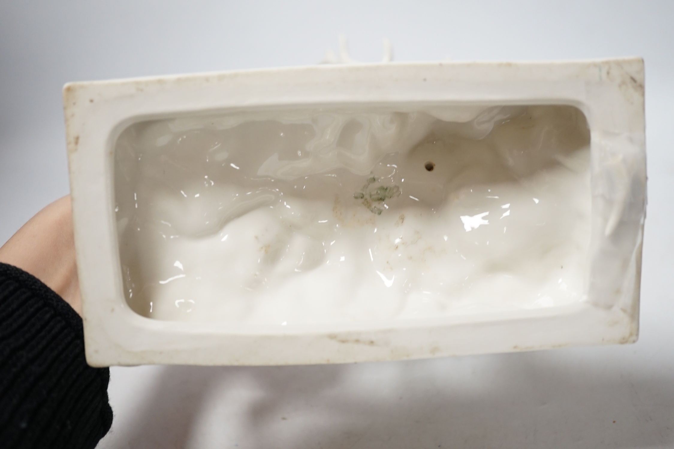 A Nymphenburg white glazed porcelain model of a stag, 31cm high